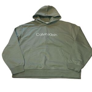 Calvin Klein Hoodie, Green, oversized, Large